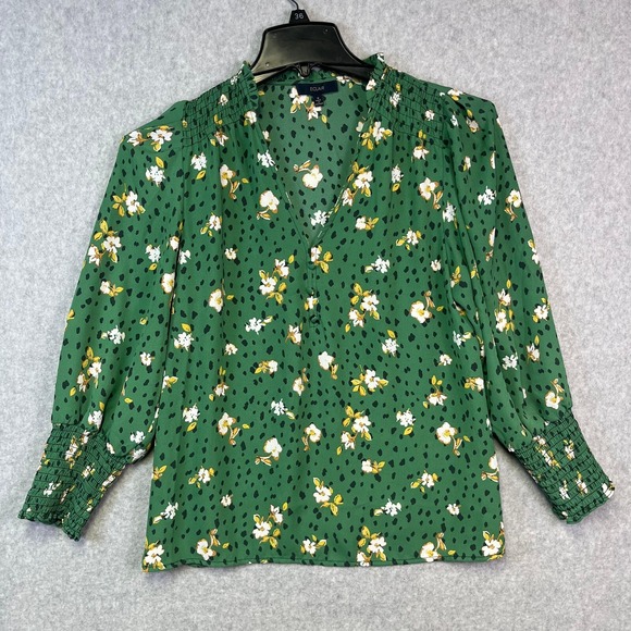Eclair Blouse Women's Small Multicolor Floral V-Neck Long Sleeve Pullover - Picture 1 of 9
